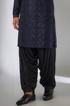 SALIL BHATIA_Navy Silk, Modal, Satin Sequins, Metallic Van Mahal Embellished Kurta Set _Online_at_Aza_Fashions