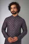 SALIL BHATIA_Purple Silk, Modal, Satin Embroidery, Rooh Mahal Thread Embellished Kurta Set _Online_at_Aza_Fashions