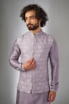 Buy_SALIL BHATIA_Purple Silk, , Bel Boota Thread Embellished Nehru Jacket Set _Online_at_Aza_Fashions