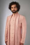 Buy_SALIL BHATIA_Pink Silk, Silk, Embroidery, Raj Mahal Thread Sherwani Set _Online_at_Aza_Fashions