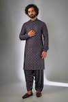 Buy_SALIL BHATIA_Purple Silk, Modal, Satin Embroidery Chakri Boota Thread Embellished Kurta Set _at_Aza_Fashions