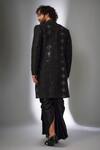 Shop_SALIL BHATIA_Black Silk, Chanderi Silk, Modal, Satin Embroidery, Mirrors Sherwani Set _at_Aza_Fashions
