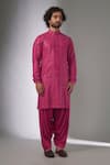 Buy_SALIL BHATIA_Pink Silk, Modal, Satin Sequins, Embroidery Roop Mahal Embellished Kurta Set _at_Aza_Fashions