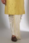 SALIL BHATIA_Yellow Silk, Modal, Satin Mirrors Ainaa Mahal Work Kurta Set _Online_at_Aza_Fashions