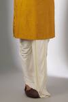 SALIL BHATIA_Yellow Silk, Modal, Satin Embroidery Draksh Mahal Thread Embellished Kurta Set _Online_at_Aza_Fashions
