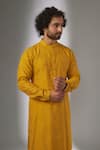 Buy_SALIL BHATIA_Yellow Silk, Modal, Satin Embroidery Draksh Mahal Thread Embellished Kurta Set _Online_at_Aza_Fashions