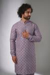 Buy_SALIL BHATIA_Purple Silk, Modal, Satin Embroidery, Sequins Rooh Mahal Embellished Kurta Set _Online_at_Aza_Fashions