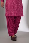 SALIL BHATIA_Pink Silk, Modal, Satin Sequins, Embroidery Amber Mahal Embellished Kurta Set _Online_at_Aza_Fashions