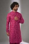 Buy_SALIL BHATIA_Pink Silk, Modal, Satin Sequins, Embroidery Amber Mahal Embellished Kurta Set _Online_at_Aza_Fashions