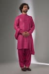 Buy_SALIL BHATIA_Pink Silk, Modal, Satin Sequins, Embroidery Roop Mahal Embellished Kurta Set _at_Aza_Fashions