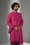 Buy_SALIL BHATIA_Pink Silk, Modal, Satin Sequins, Embroidery Roop Mahal Embellished Kurta Set _Online_at_Aza_Fashions