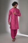 Buy_SALIL BHATIA_Pink Silk, Modal, Satin Mirrors, Embroidery Ainaa Mahal Work Kurta Set _at_Aza_Fashions