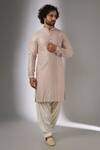 SALIL BHATIA_Pink Silk, Modal, Satin Embroidery, Sequins Surat Mahal Embellished Kurta Set _at_Aza_Fashions