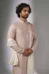 Buy_SALIL BHATIA_Pink Silk, Modal, Satin Embroidery, Sequins Surat Mahal Embellished Kurta Set 