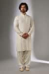Buy_SALIL BHATIA_Off White Chanderi , Modal, Embroidery Somya Mahal Threadwork Kurta Set _Online_at_Aza_Fashions