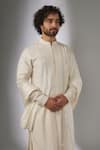 SALIL BHATIA_Off White Chanderi , Modal, Embroidery Somya Mahal Threadwork Kurta Set _at_Aza_Fashions