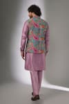 Shop_SALIL BHATIA_Multi Color Chinon, Silk, Chanderi Silk, Rang Mahal Embellished Nehru Jacket Set _at_Aza_Fashions