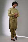 Buy_SALIL BHATIA_Green Silk, Modal, Satin Sequins Chota Chakor Work Ombre Kurta Set _at_Aza_Fashions