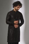 Buy_SALIL BHATIA_Black Silk, Modal, Satin Sequins, Embroidery Roop Mahal Embellished Kurta Set _Online_at_Aza_Fashions