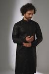 SALIL BHATIA_Black Modal, Satin Sequins Thread And Embellished Kurta Set _Online_at_Aza_Fashions
