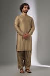 Buy_SALIL BHATIA_Gold Chanderi Silk, Modal, Satin Zari Work Kurta Set _at_Aza_Fashions