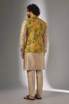Shop_SALIL BHATIA_Yellow , Chanderi Rang Mahal Floral Print Nehru Jacket Set _at_Aza_Fashions