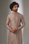 SALIL BHATIA_Pink Silk, Chanderi Zari Embellished Kurta Set _Online_at_Aza_Fashions