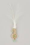 Buy_SALIL BHATIA_Gold Soft Semi-precious Kundan And Pearl Feather Kalangi _at_Aza_Fashions
