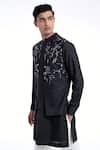 Buy_Dhruv Vaish_Black Cotton, Silk Embroidery Hybrid Kurta Set _Online_at_Aza_Fashions