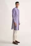 Shop_Dhruv Vaish_Lavender Handloom , Linen, Structured Kurta Set _Online_at_Aza_Fashions