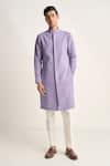 Buy_Dhruv Vaish_Lavender Handloom , Linen, Structured Kurta Set _at_Aza_Fashions