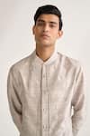 Dhruv Vaish_Gray Silk Embroidery Contemporary Kurta Set _Online_at_Aza_Fashions