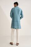 Shop_Dhruv Vaish_Blue Silk Embroidery, Metallic Thread Contemporary Kurta Set _at_Aza_Fashions