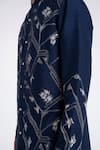 Buy_Dhruv Vaish_Navy Silk Embroidery Contemporary Kurta Set _Online_at_Aza_Fashions