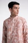 Buy_Dhruv Vaish_Pink Chanderi Clasic Cut Printed Kurta Set _Online_at_Aza_Fashions