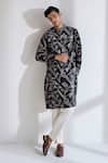 Buy_Dhruv Vaish_Black Chanderi Clasic Cut Printed Kurta Set _at_Aza_Fashions