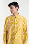 Buy_Dhruv Vaish_Yellow Chanderi Clasic Cut Printed Kurta Set _Online_at_Aza_Fashions