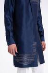 Dhruv Vaish_Navy Silk Zari, Embroidery Layered Kurta Set _Online_at_Aza_Fashions