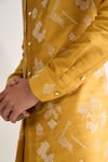 Dhruv Vaish_Yellow Silk Embroidery Contemporary Kurta Set _Online_at_Aza_Fashions