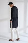 Shop_Dhruv Vaish_Black Cotton, Silk Embroidery Thread Kurta Set _at_Aza_Fashions