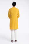 Shop_Dhruv Vaish_Yellow Cotton, Silk Embroidery Thread Kurta Set _at_Aza_Fashions
