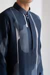 Buy_Dhruv Vaish_Navy Chanderi Printed Classic Kurta Set _Online_at_Aza_Fashions