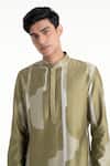 Shop_Dhruv Vaish_Green Chanderi Printed Classic Kurta Set _Online_at_Aza_Fashions