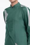 Dhruv Vaish_Green Cotton, Silk Embroidery Kurta Set _at_Aza_Fashions