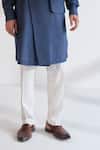 Buy_Dhruv Vaish_Blue Cotton, Silk Multi Panel Asymmetric Kurta Set _Online_at_Aza_Fashions