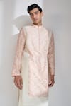 Buy_Dhruv Vaish_Off White Chanderi Embroidery Classic Cut Kurta Set _Online_at_Aza_Fashions