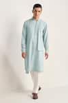 Buy Dhruv Vaish Sky Blue Cotton, Silk Zipper Layered Kurta Set at Aza Fashions Buy_Dhruv Vaish_Sky Blue Cotton, Silk Zipper Layered Kurta Set _at_Aza_Fashions