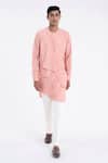 Buy_Dhruv Vaish_Pink Cotton, Silk Layered Drape Kurta Set _at_Aza_Fashions