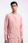 Dhruv Vaish_Pink Cotton, Silk Layered Drape Kurta Set _Online_at_Aza_Fashions