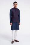 Buy_Dhruv Vaish_Navy Silk Lace, Embroidery Geometric Jawahar Jacket _at_Aza_Fashions
